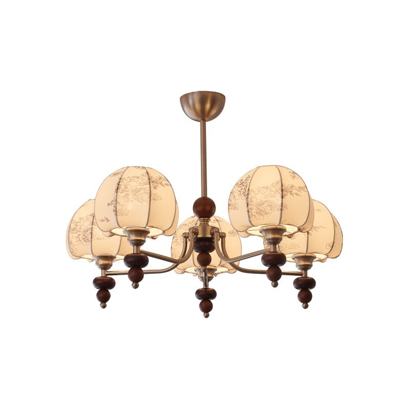 Comirisra Chandelier Bois Tissu Pétale Traditionnel Premium - Neutralighting