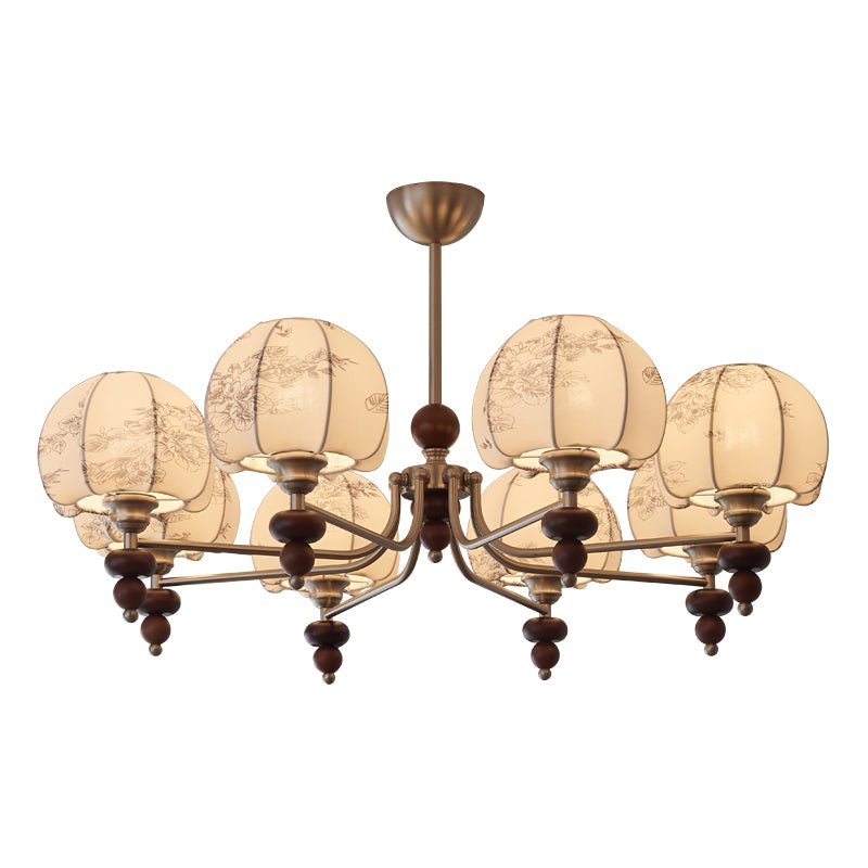 Comirisra Chandelier Bois Tissu Pétale Traditionnel Premium - Neutralighting