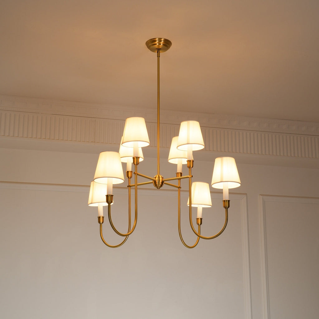 Lustra Chandelier Vendôme en Laiton avec Abat-jour Blanc - Neutralighting