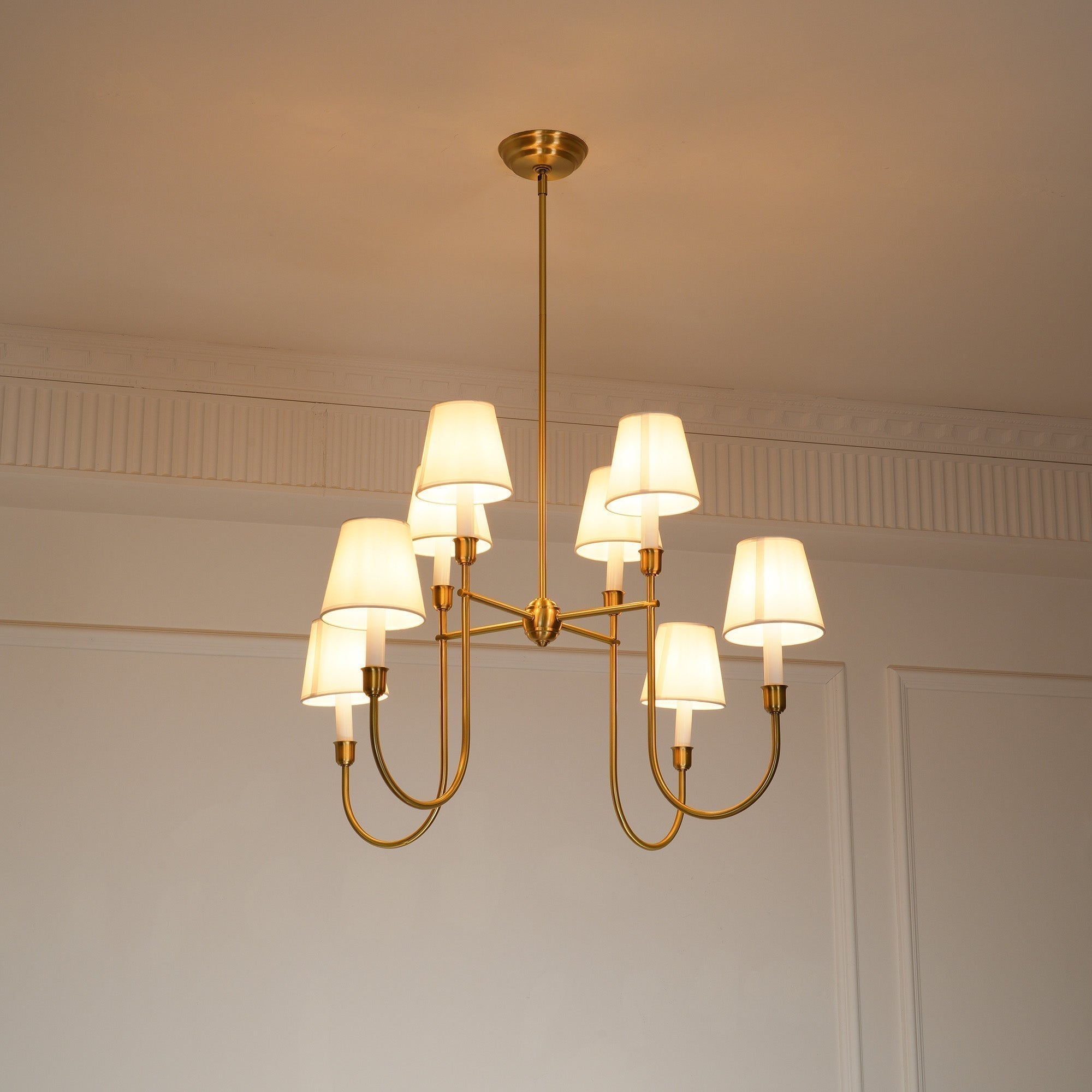 Lustra Chandelier Vendôme en Laiton avec Abat-jour Blanc - Neutralighting