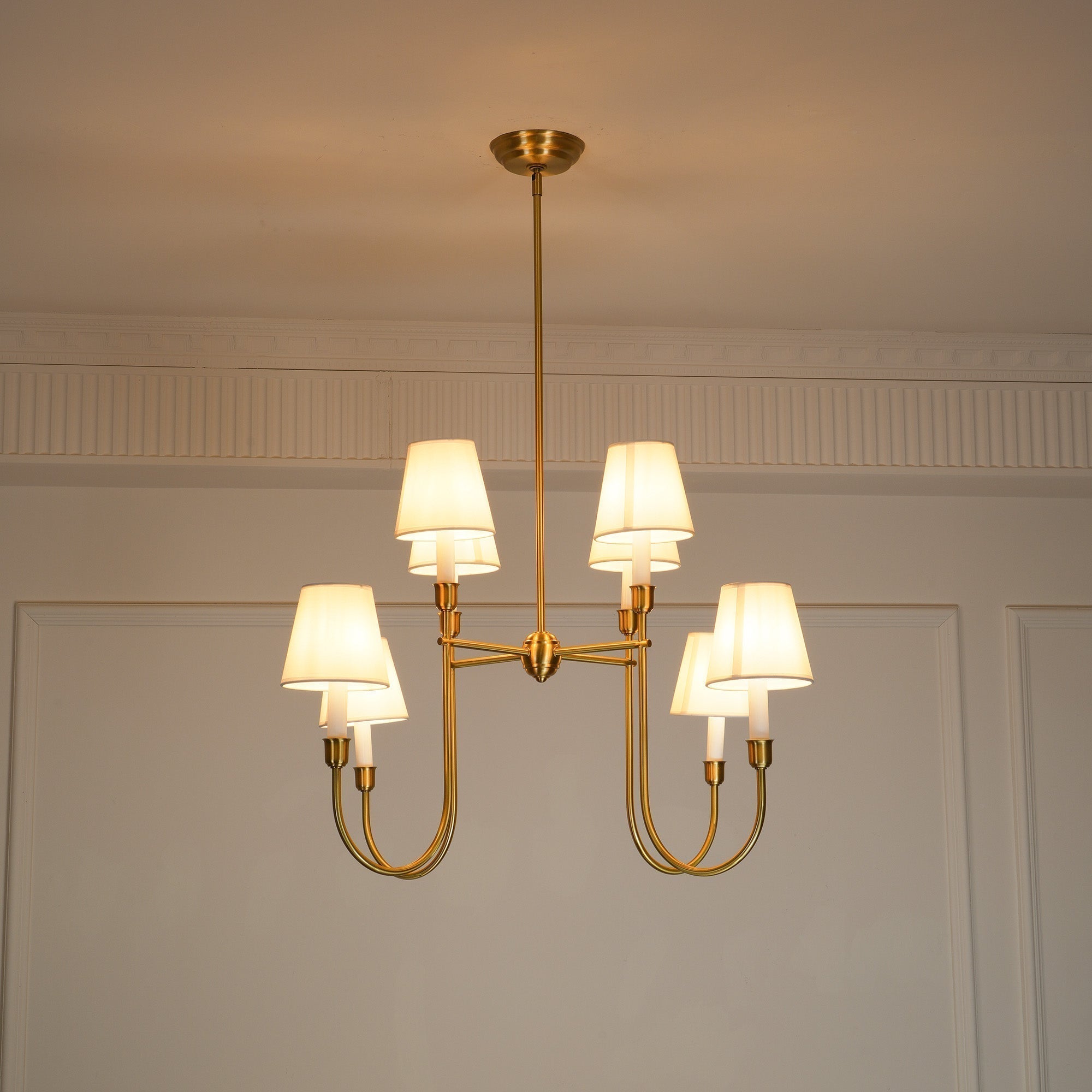 Lustra Chandelier Vendôme en Laiton avec Abat-jour Blanc - Neutralighting
