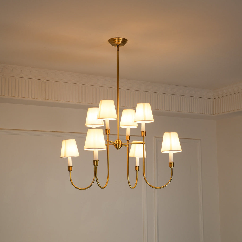 Lustra Chandelier Vendôme en Laiton avec Abat-jour Blanc - Neutralighting