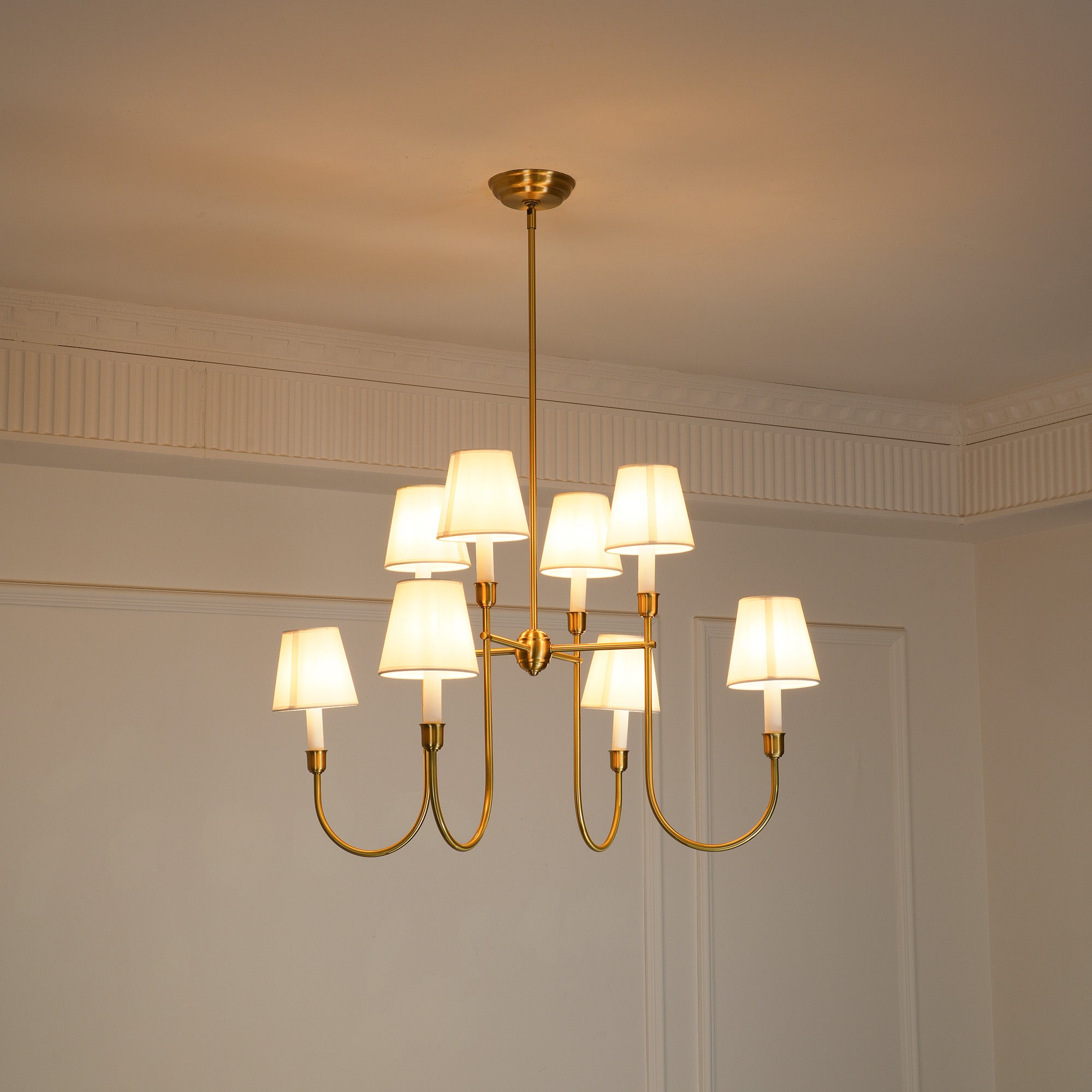 Lustra Chandelier Vendôme en Laiton avec Abat-jour Blanc - Neutralighting