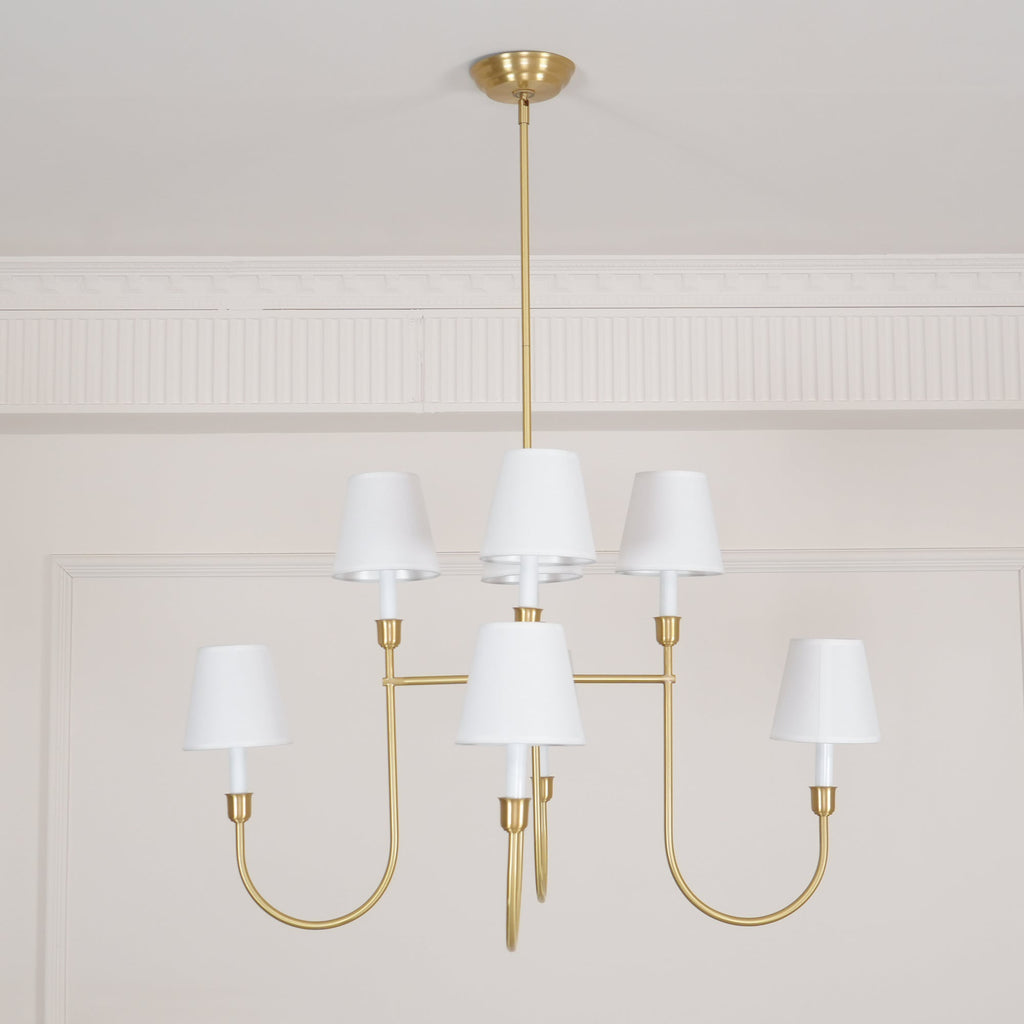Lustra Chandelier Vendôme en Laiton avec Abat-jour Blanc - Neutralighting