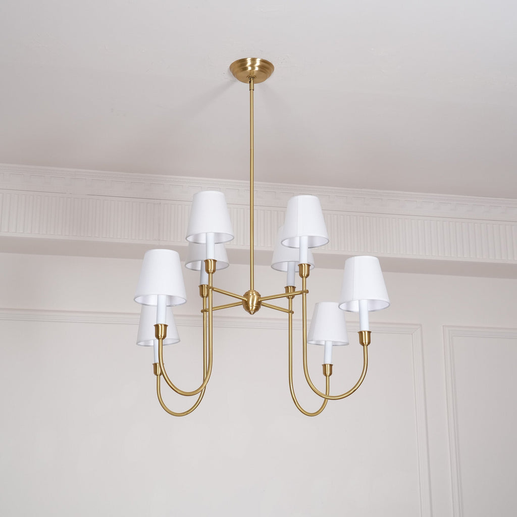 Lustra Chandelier Vendôme en Laiton avec Abat-jour Blanc - Neutralighting