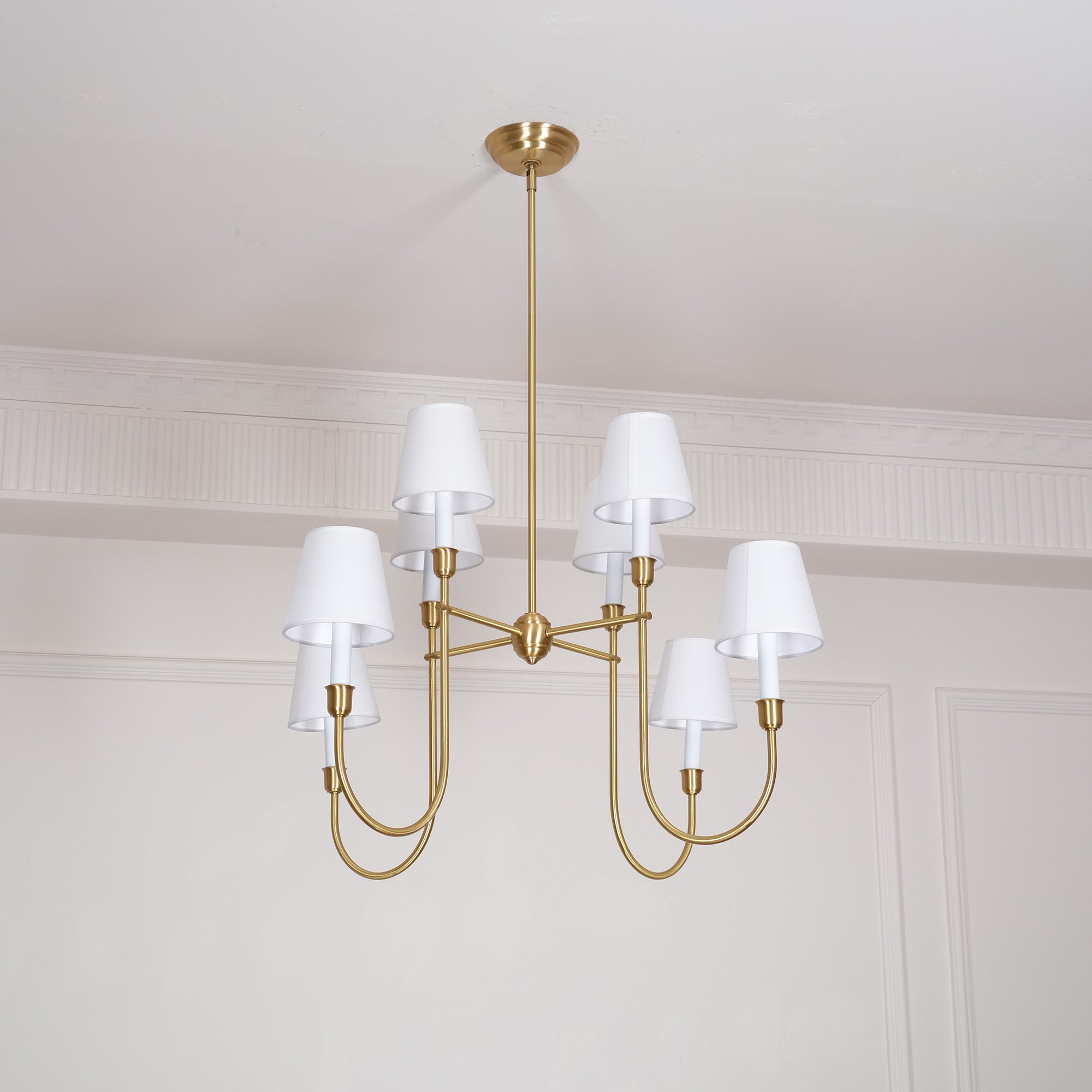 Lustra Chandelier Vendôme en Laiton avec Abat-jour Blanc - Neutralighting