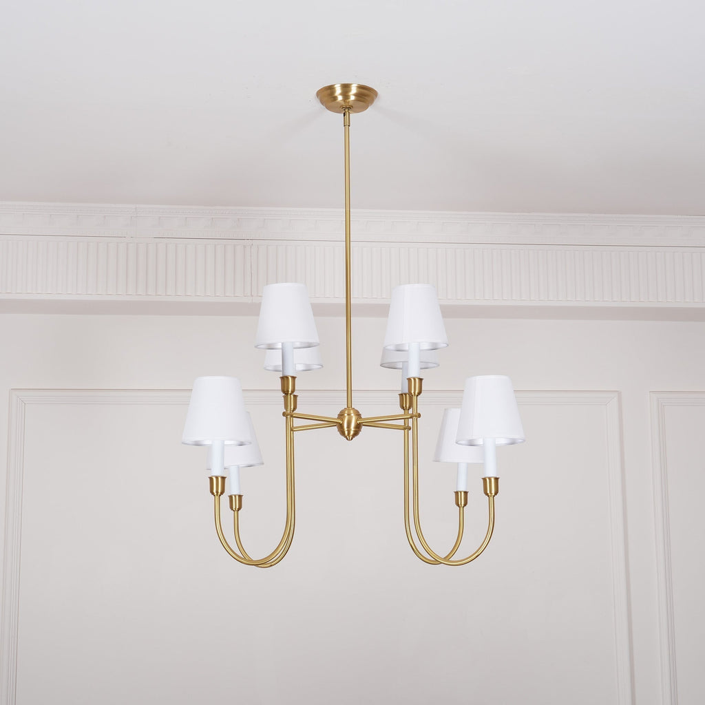 Lustra Chandelier Vendôme en Laiton avec Abat-jour Blanc - Neutralighting