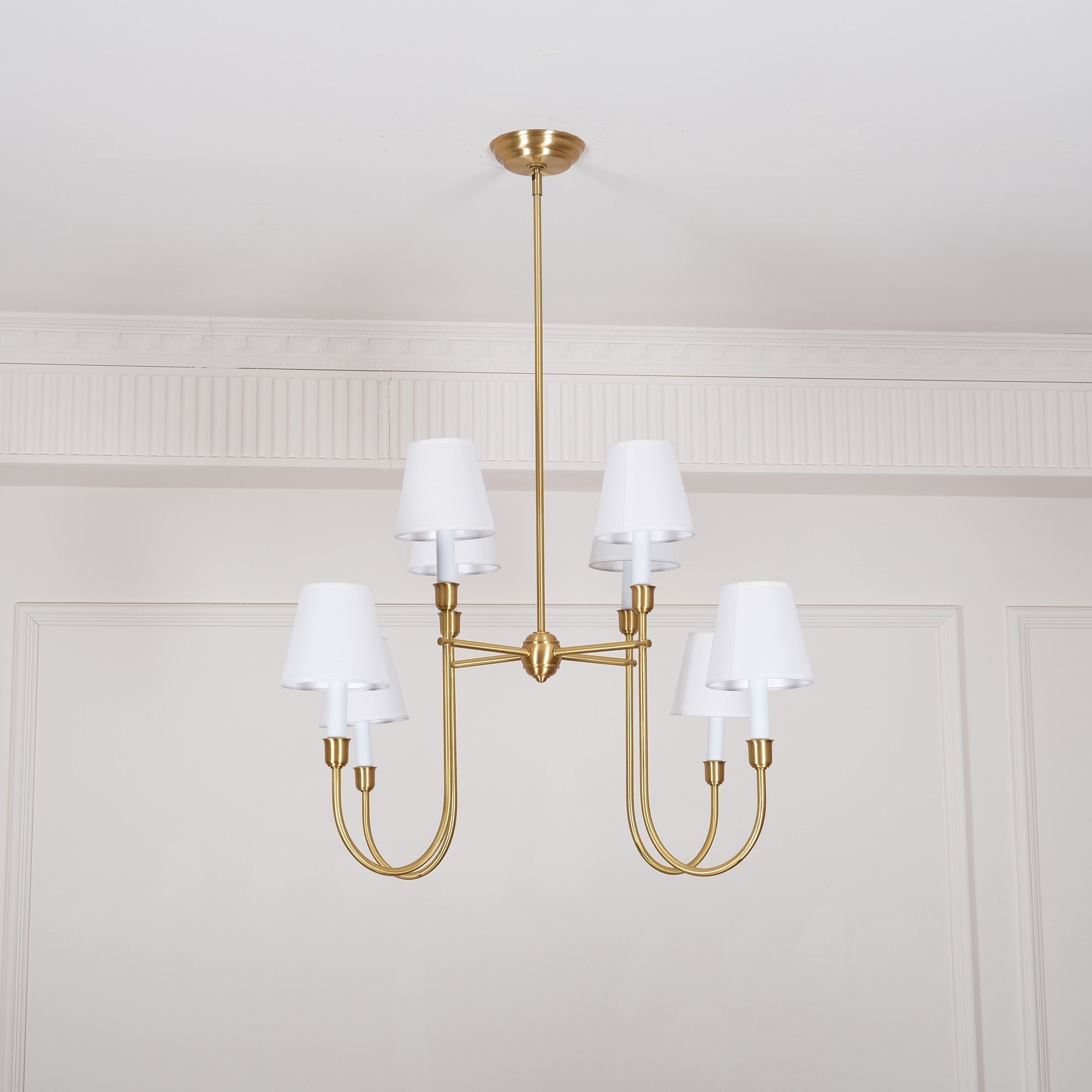 Lustra Chandelier Vendôme en Laiton avec Abat-jour Blanc - Neutralighting