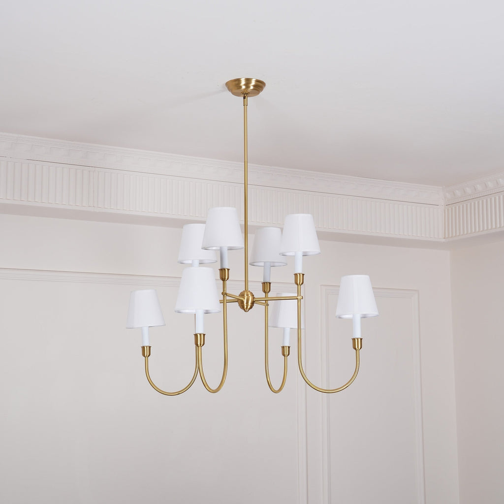 Lustra Chandelier Vendôme en Laiton avec Abat-jour Blanc - Neutralighting
