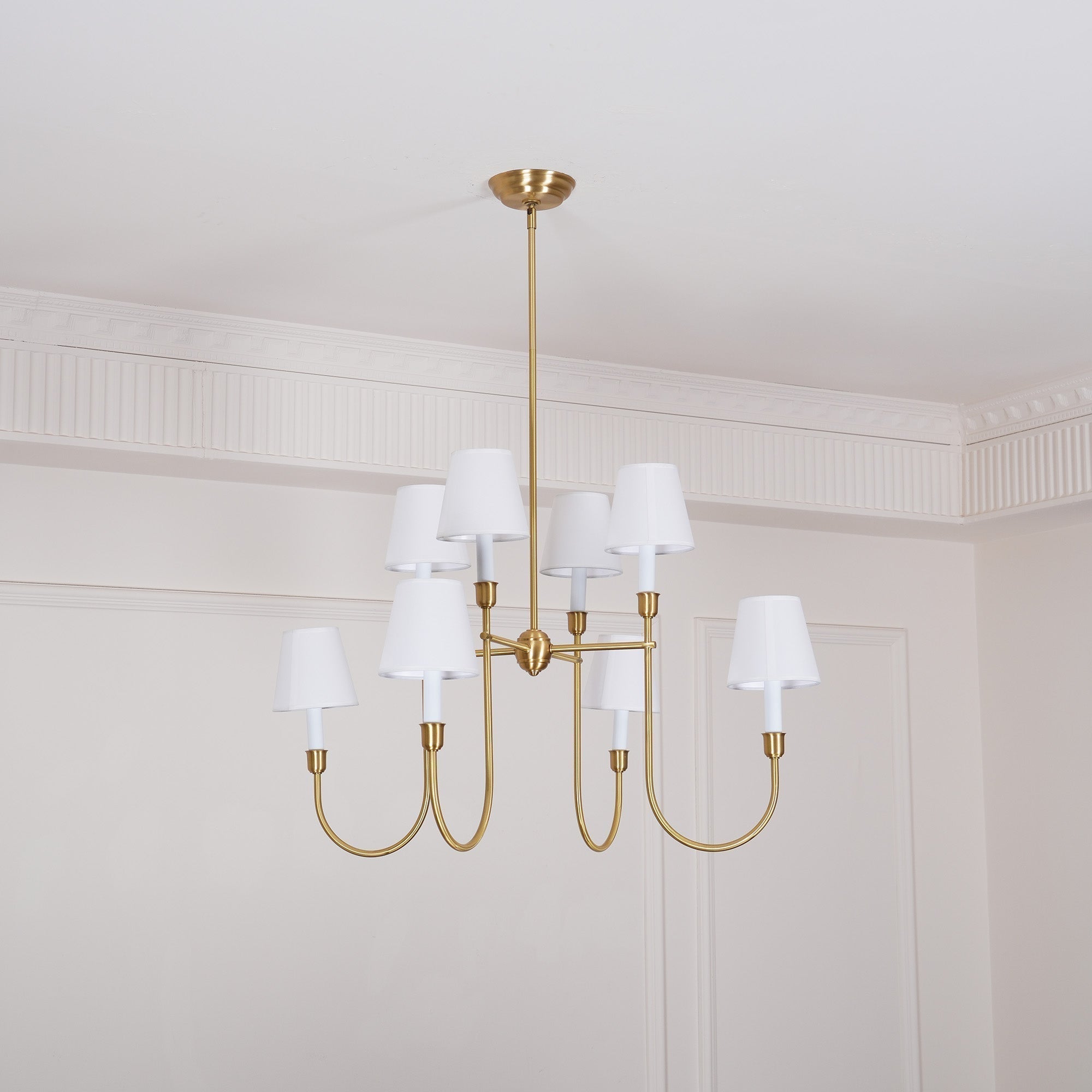 Lustra Chandelier Vendôme en Laiton avec Abat-jour Blanc - Neutralighting