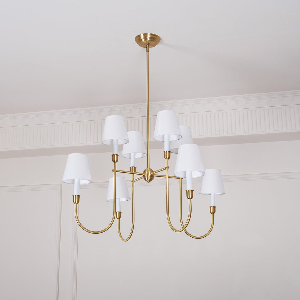 Lustra Chandelier Vendôme en Laiton avec Abat-jour Blanc - Neutralighting