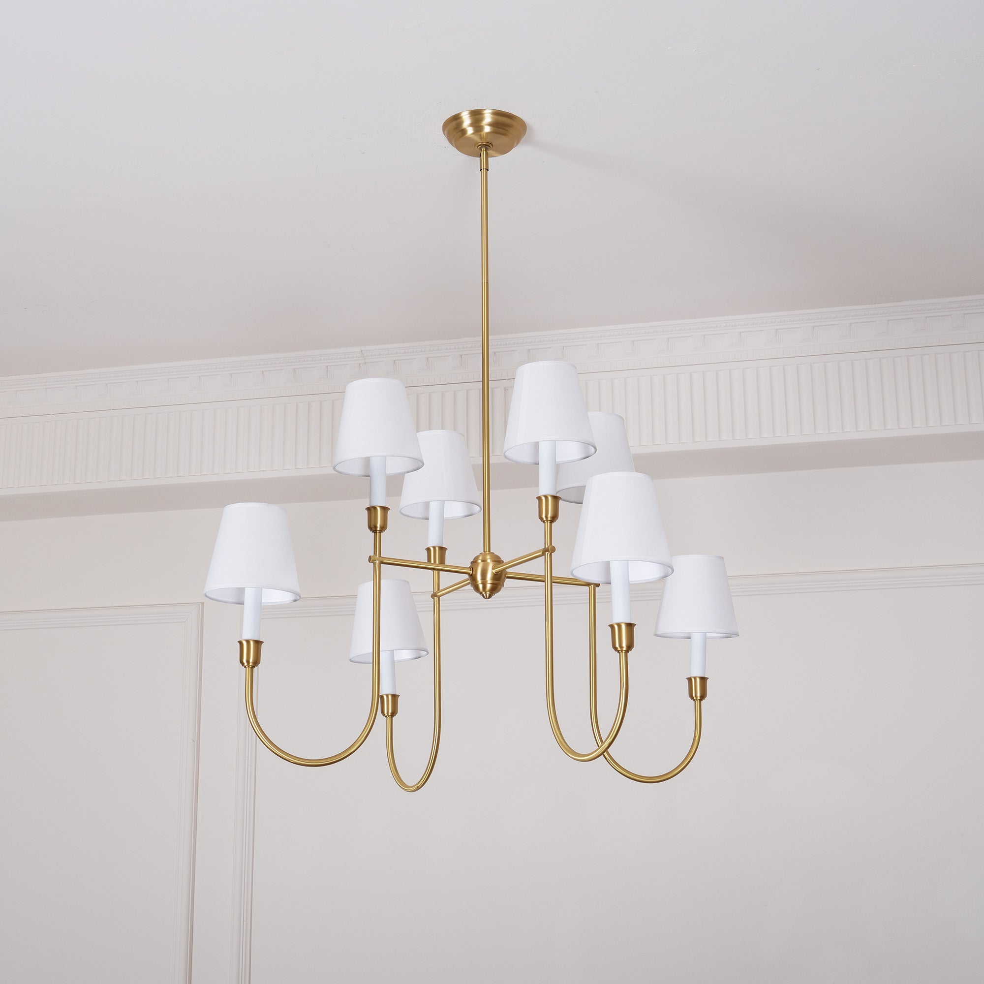 Lustra Chandelier Vendôme en Laiton avec Abat-jour Blanc - Neutralighting