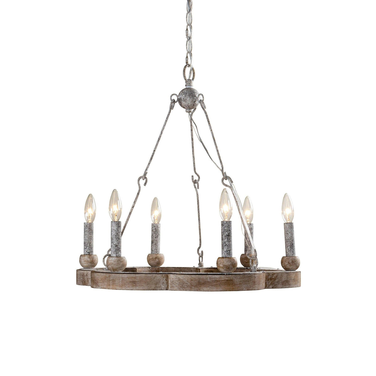 Mysilora Lustre Industriel Vintage Roue Bois Métal - Neutralighting
