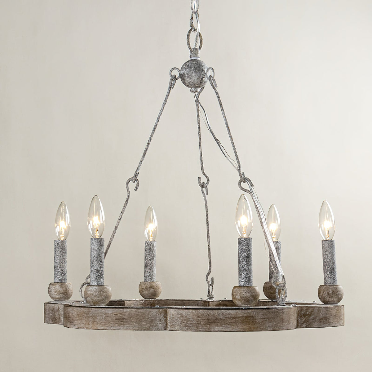 Mysilora Lustre Industriel Vintage Roue Bois Métal - Neutralighting