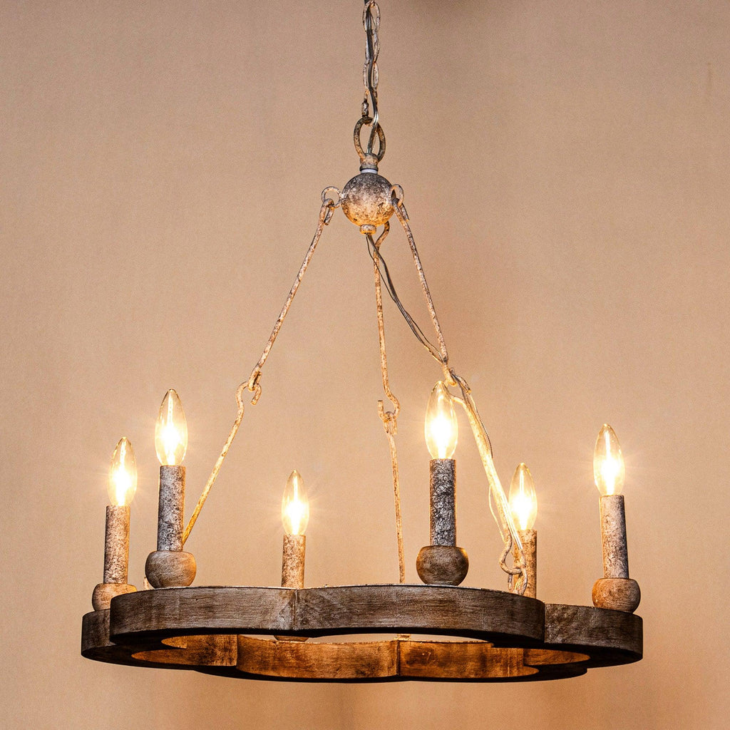 Mysilora Lustre Industriel Vintage Roue Bois Métal - Neutralighting
