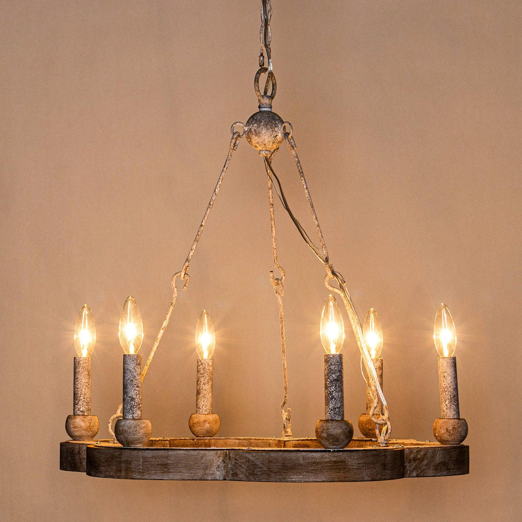 Mysilora Lustre Industriel Vintage Roue Bois Métal - Neutralighting