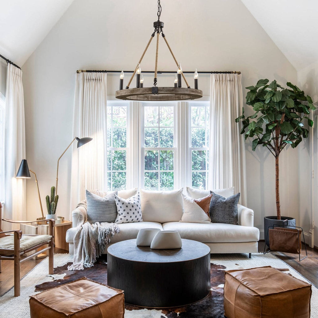 Mysilora Lustre Industriel Vintage Roue Bois Métal - Neutralighting