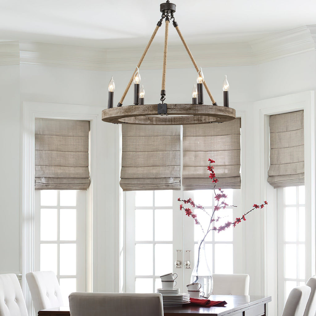 Mysilora Lustre Industriel Vintage Roue Bois Métal - Neutralighting