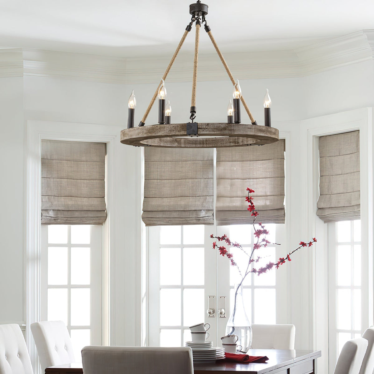 Mysilora Lustre Industriel Vintage Roue Bois Métal - Neutralighting
