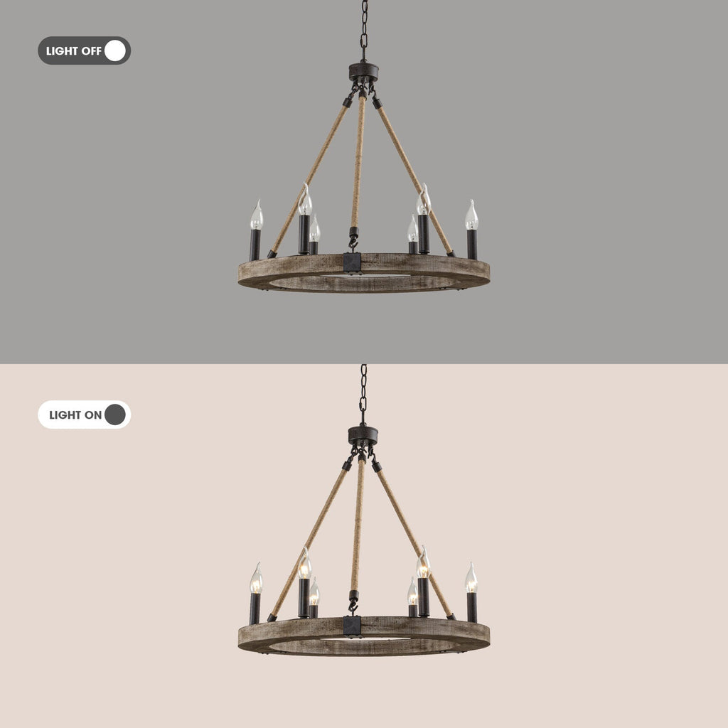 Mysilora Lustre Industriel Vintage Roue Bois Métal - Neutralighting