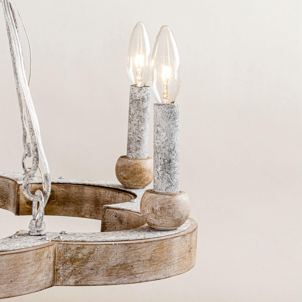Mysilora Lustre Industriel Vintage Roue Bois Métal - Neutralighting