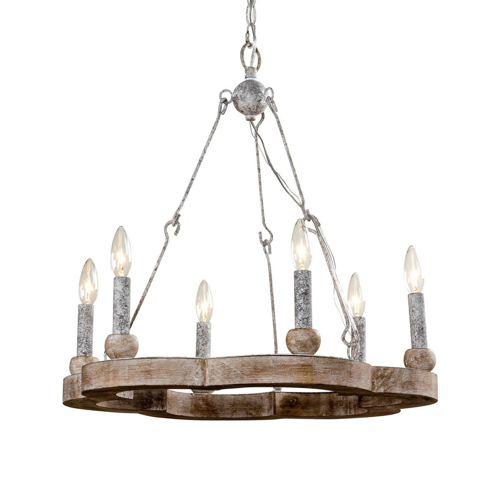 Mysilora Lustre Industriel Vintage Roue Bois Métal - Neutralighting