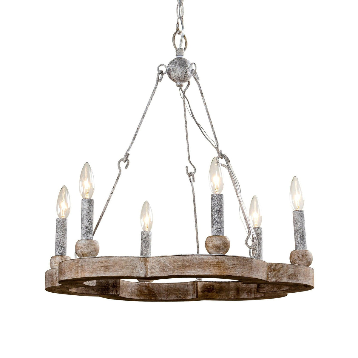 Mysilora Lustre Industriel Vintage Roue Bois Métal - Neutralighting