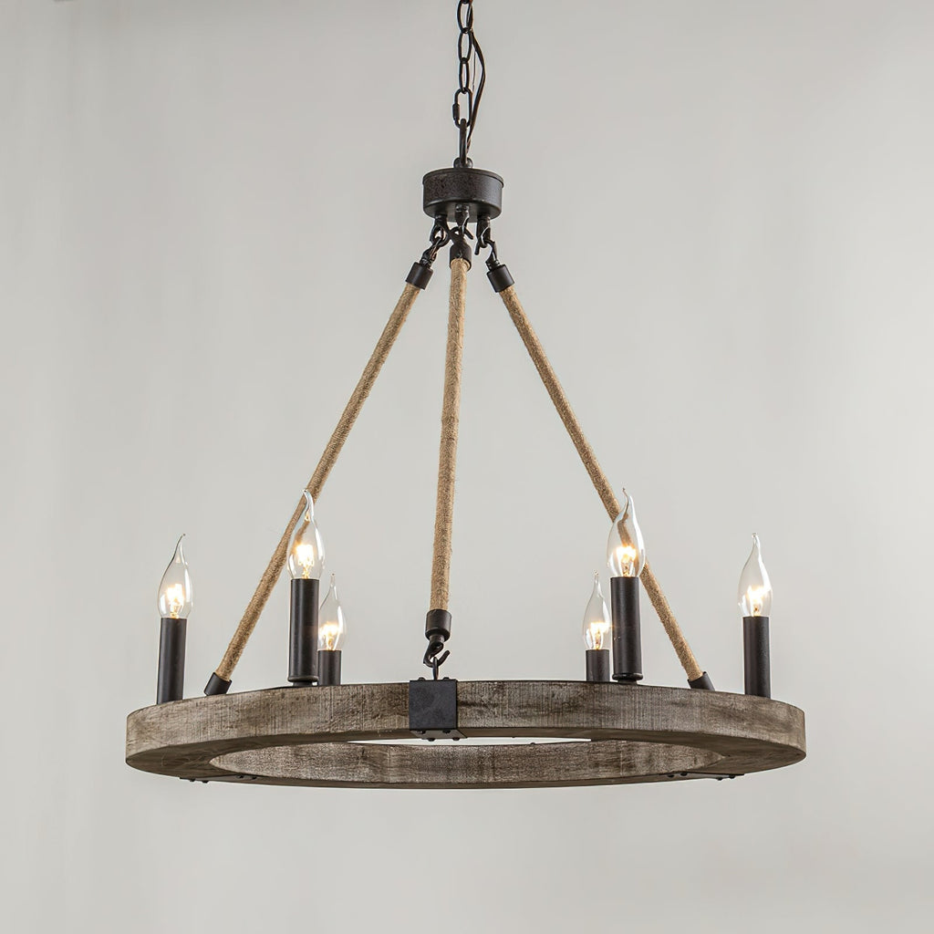 Mysilora Lustre Industriel Vintage Roue Bois Métal - Neutralighting