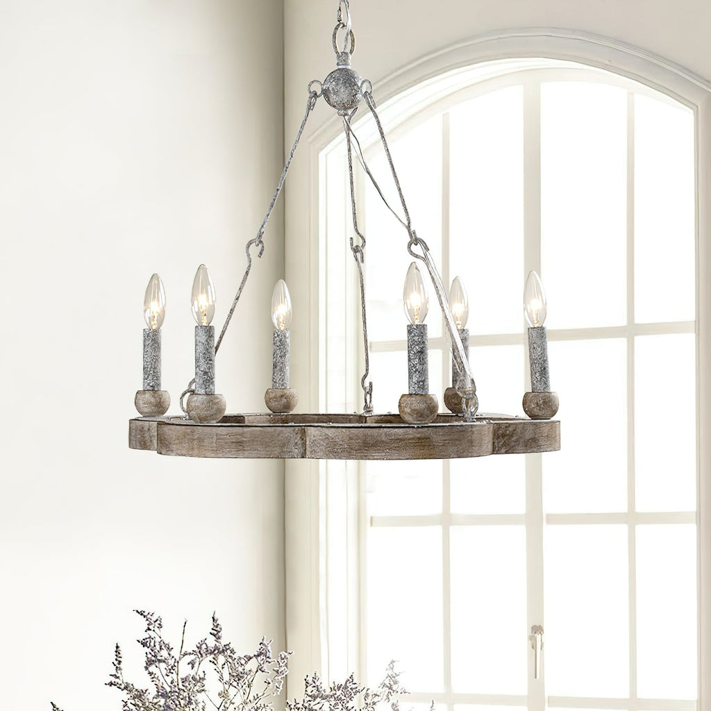 Mysilora Lustre Industriel Vintage Roue Bois Métal - Neutralighting