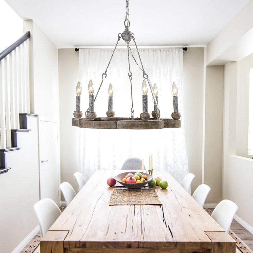 Mysilora Lustre Industriel Vintage Roue Bois Métal - Neutralighting