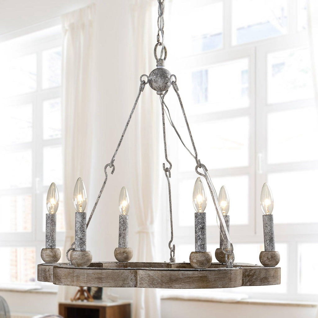 Mysilora Lustre Industriel Vintage Roue Bois Métal - Neutralighting