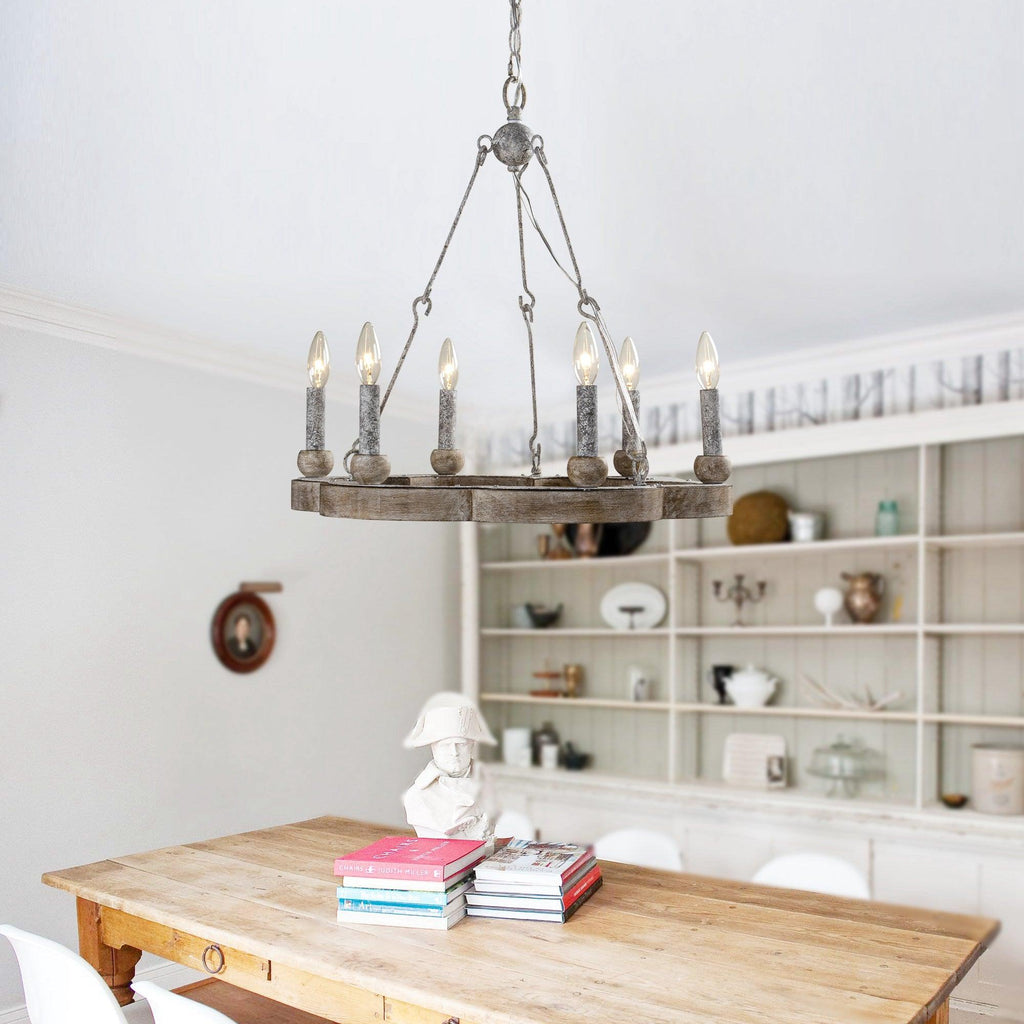 Mysilora Lustre Industriel Vintage Roue Bois Métal - Neutralighting