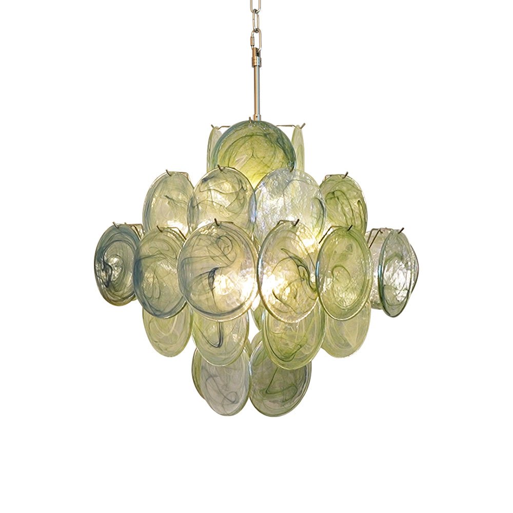 Aurora Chandelier Disque en Verre de Murano Vert Nature - Neutralighting