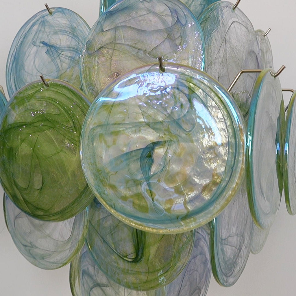 Aurora Chandelier Disque en Verre de Murano Vert Nature - Neutralighting