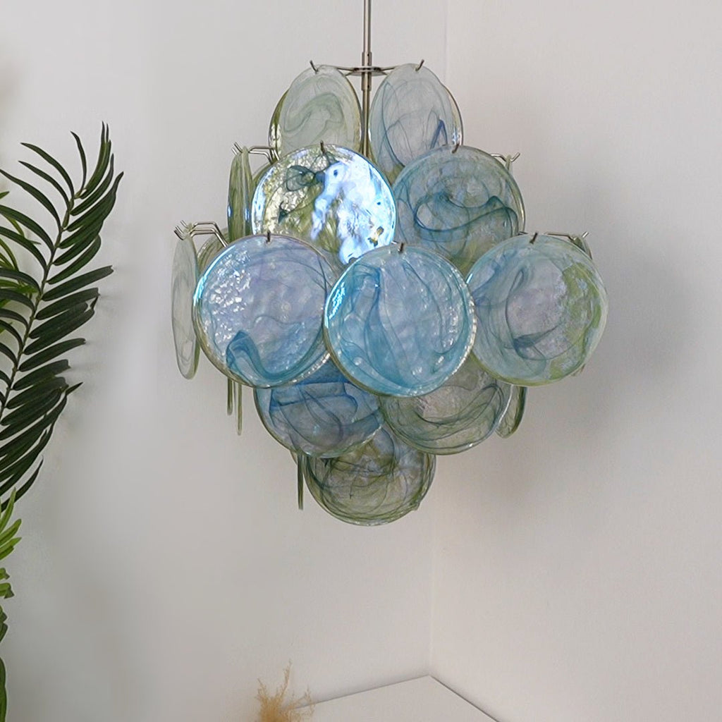 Aurora Chandelier Disque en Verre de Murano Vert Nature - Neutralighting