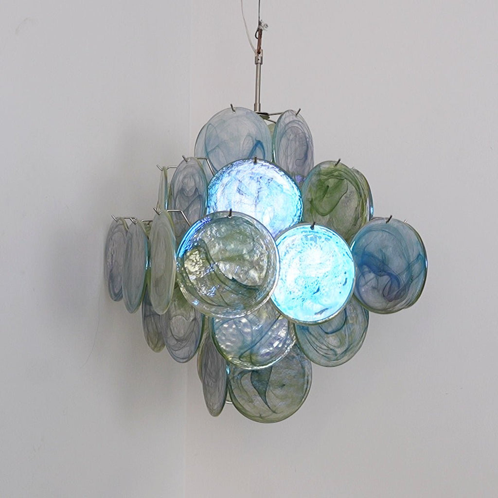 Aurora Chandelier Disque en Verre de Murano Vert Nature - Neutralighting