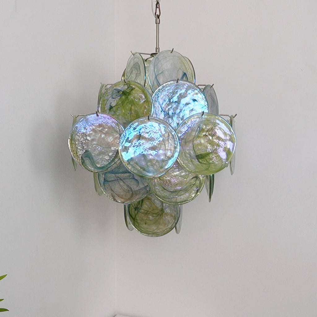 Aurora Chandelier Disque en Verre de Murano Vert Nature - Neutralighting