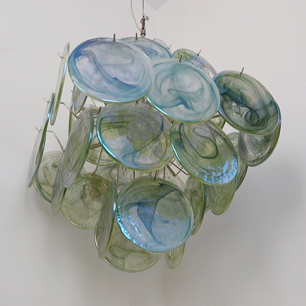 Aurora Chandelier Disque en Verre de Murano Vert Nature - Neutralighting