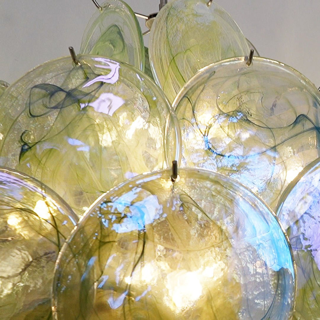 Aurora Chandelier Disque en Verre de Murano Vert Nature - Neutralighting