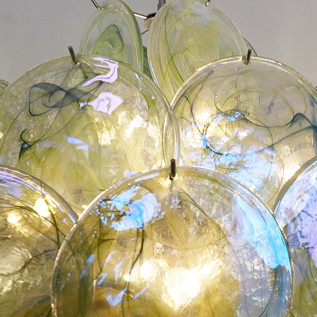 Aurora Chandelier Disque en Verre de Murano Vert Nature - Neutralighting