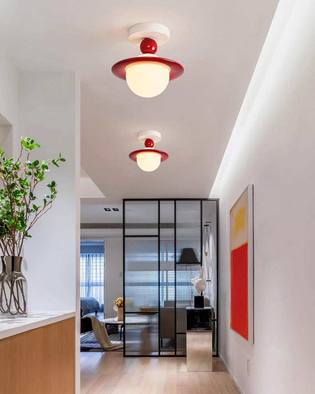 Pivoro Lustra Plafonnier Rouge Blanc - Neutralighting