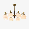 Aursolos Chandelier Bois Verre Élégance Traditionnelle - Neutralighting
