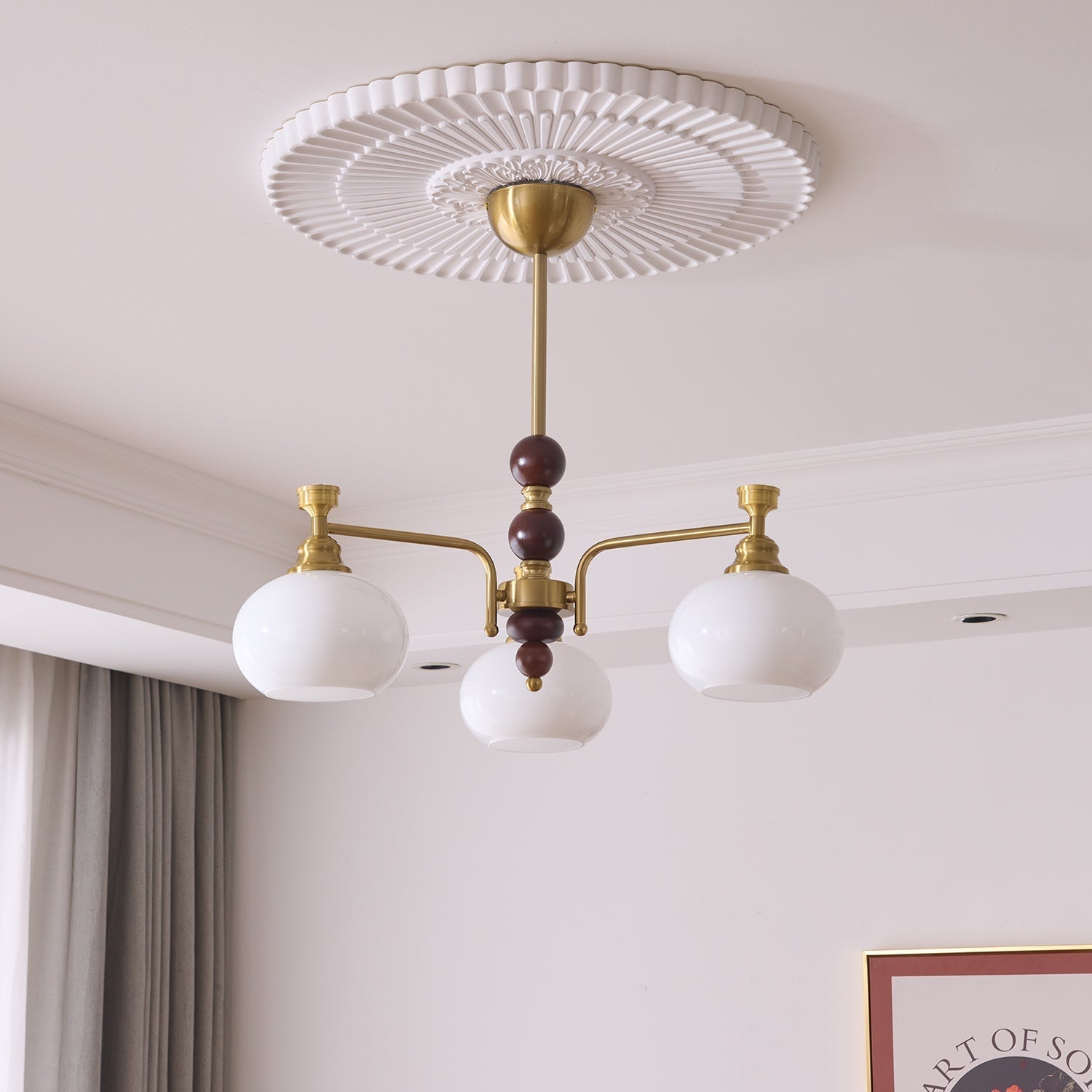 Aursolos Chandelier Bois Verre Élégance Traditionnelle - Neutralighting