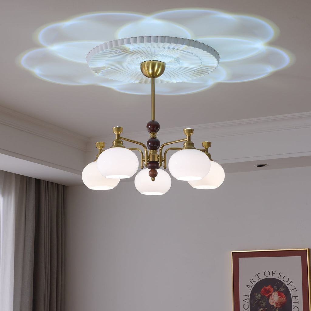 Aursolos Chandelier Bois Verre Élégance Traditionnelle - Neutralighting