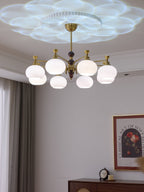 Aursolos Chandelier Bois Verre Élégance Traditionnelle - Neutralighting