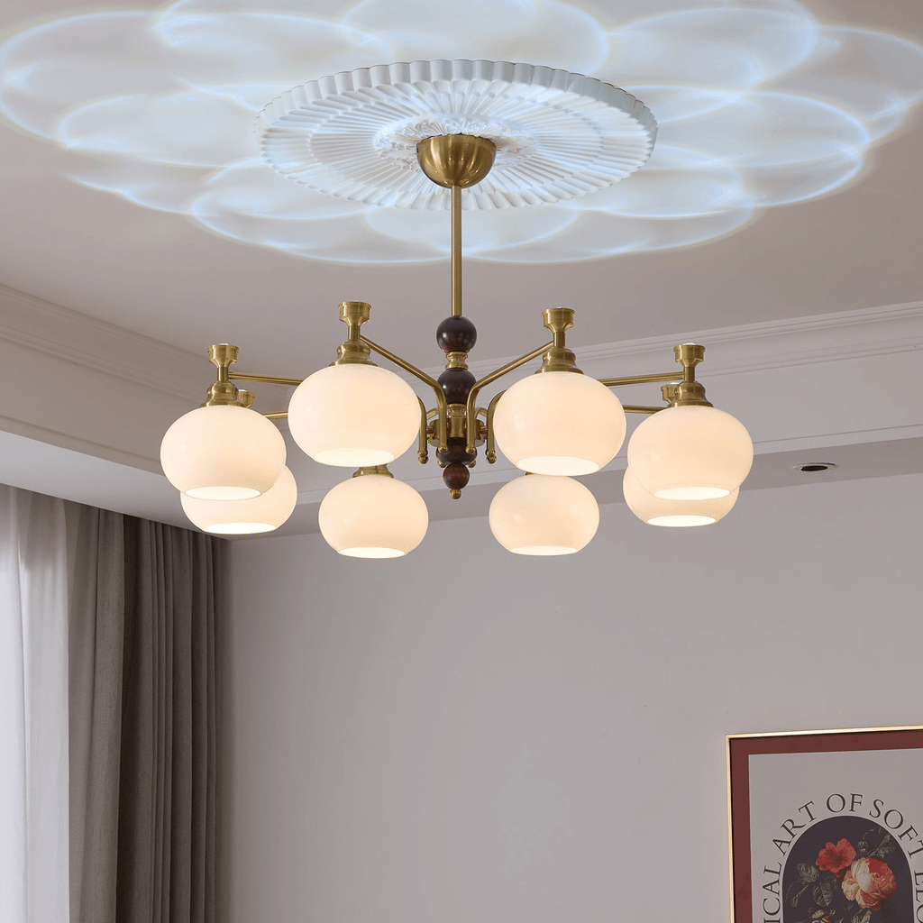 Aursolos Chandelier Bois Verre Élégance Traditionnelle - Neutralighting