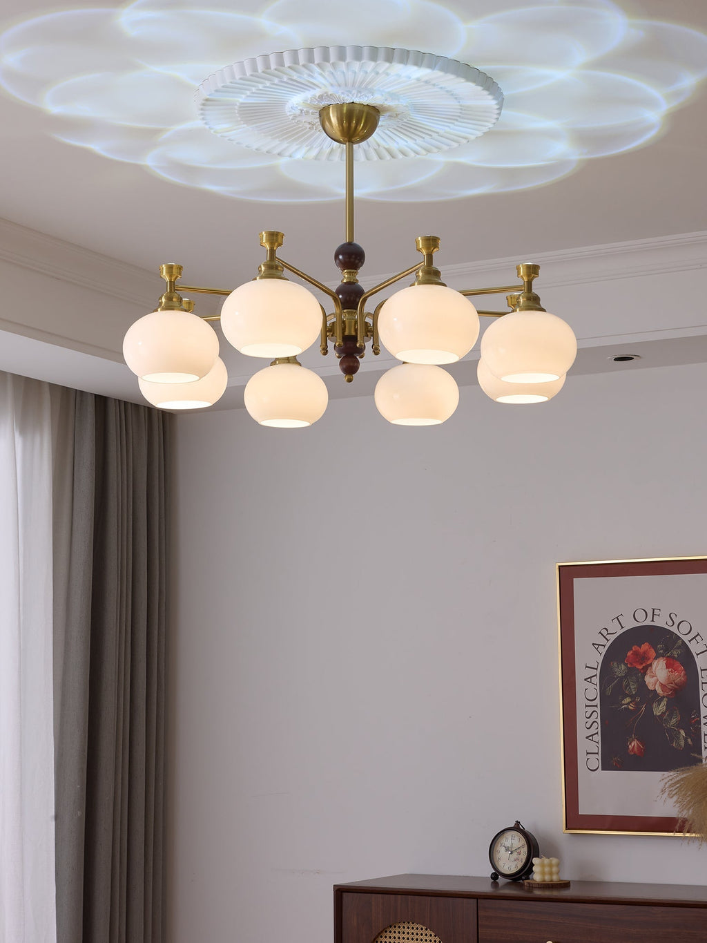 Aursolos Chandelier Bois Verre Élégance Traditionnelle - Neutralighting