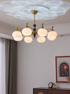 Aursolos Chandelier Bois Verre Élégance Traditionnelle - Neutralighting