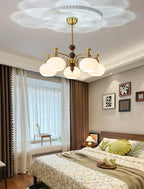 Aursolos Chandelier Bois Verre Élégance Traditionnelle - Neutralighting