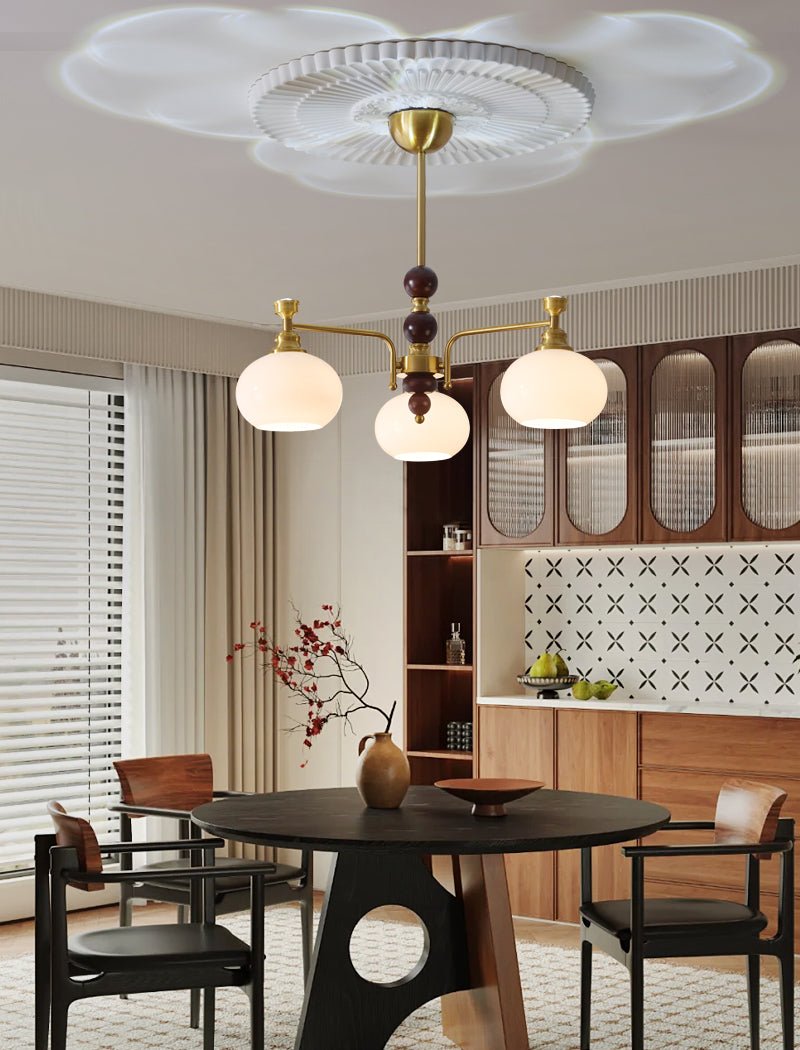 Aursolos Chandelier Bois Verre Élégance Traditionnelle - Neutralighting
